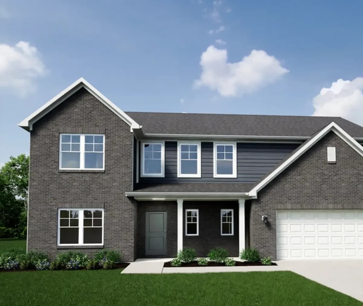 Two-story brick exterior new construction site-built home by Silverthorne Homes, a Clayton company.