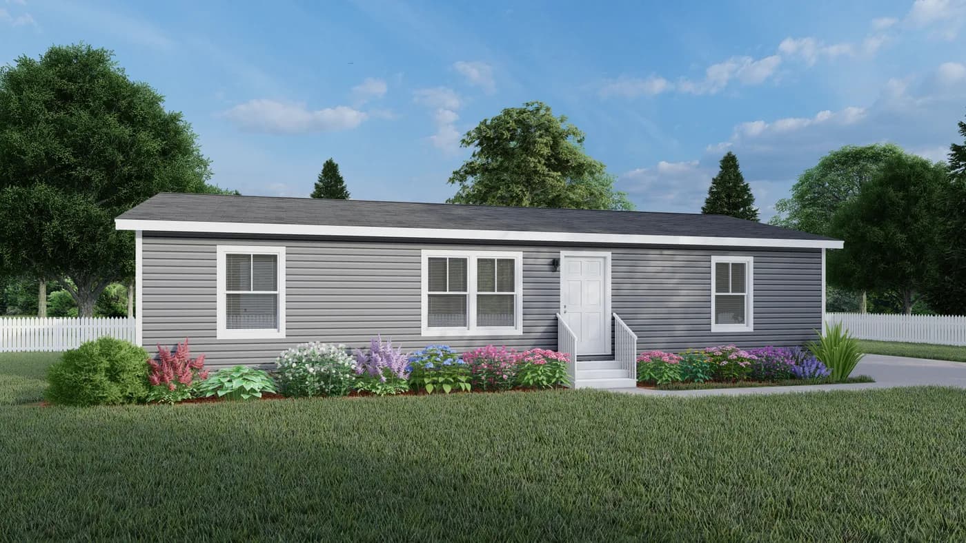 The LIFESTYLE 65-2 Exterior. This Manufactured Mobile Home features 3 bedrooms and 2 baths.