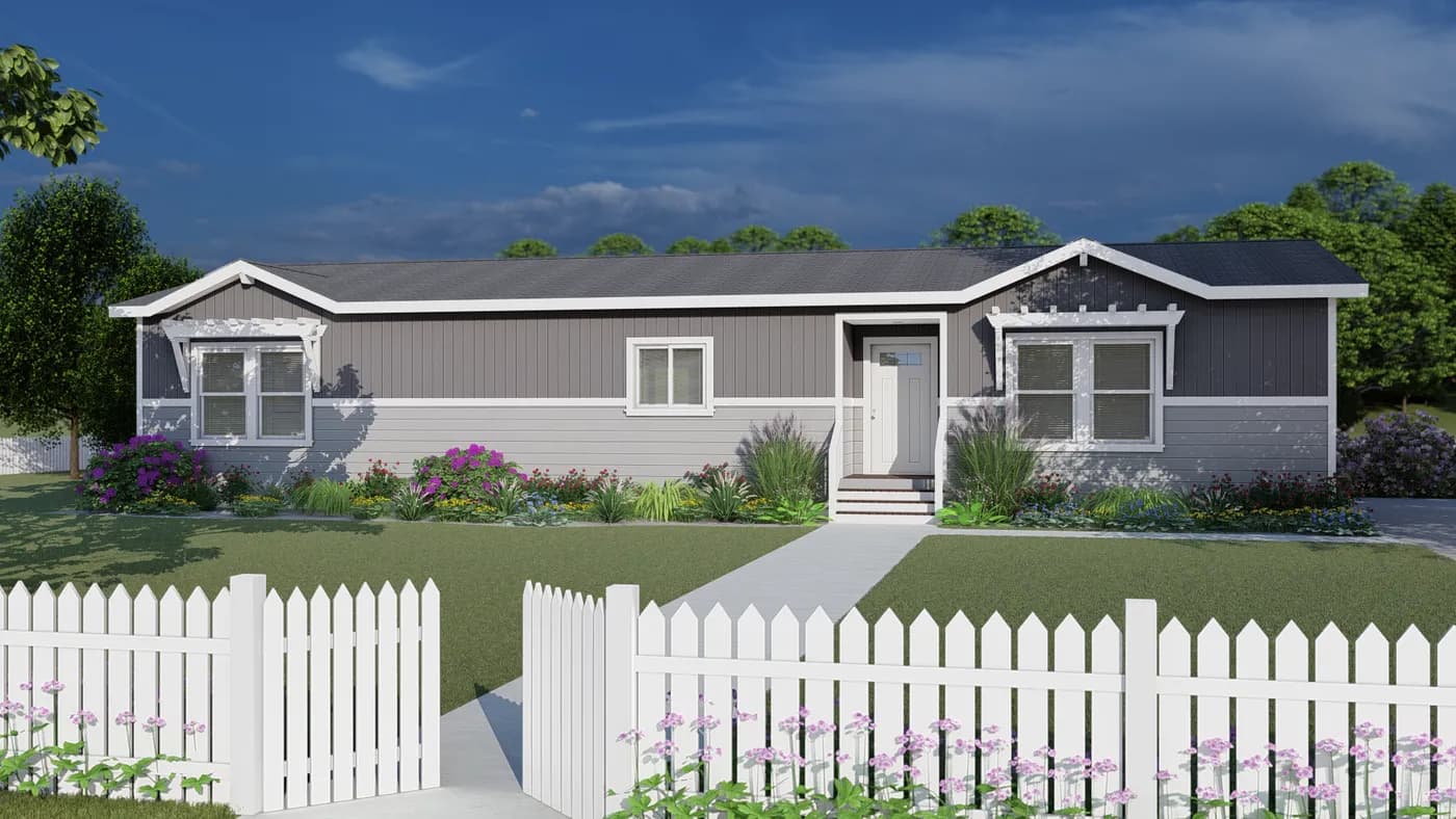 The CORONADO 2462A Trellis Exterior. This Manufactured Mobile Home features 3 bedrooms and 2 baths.