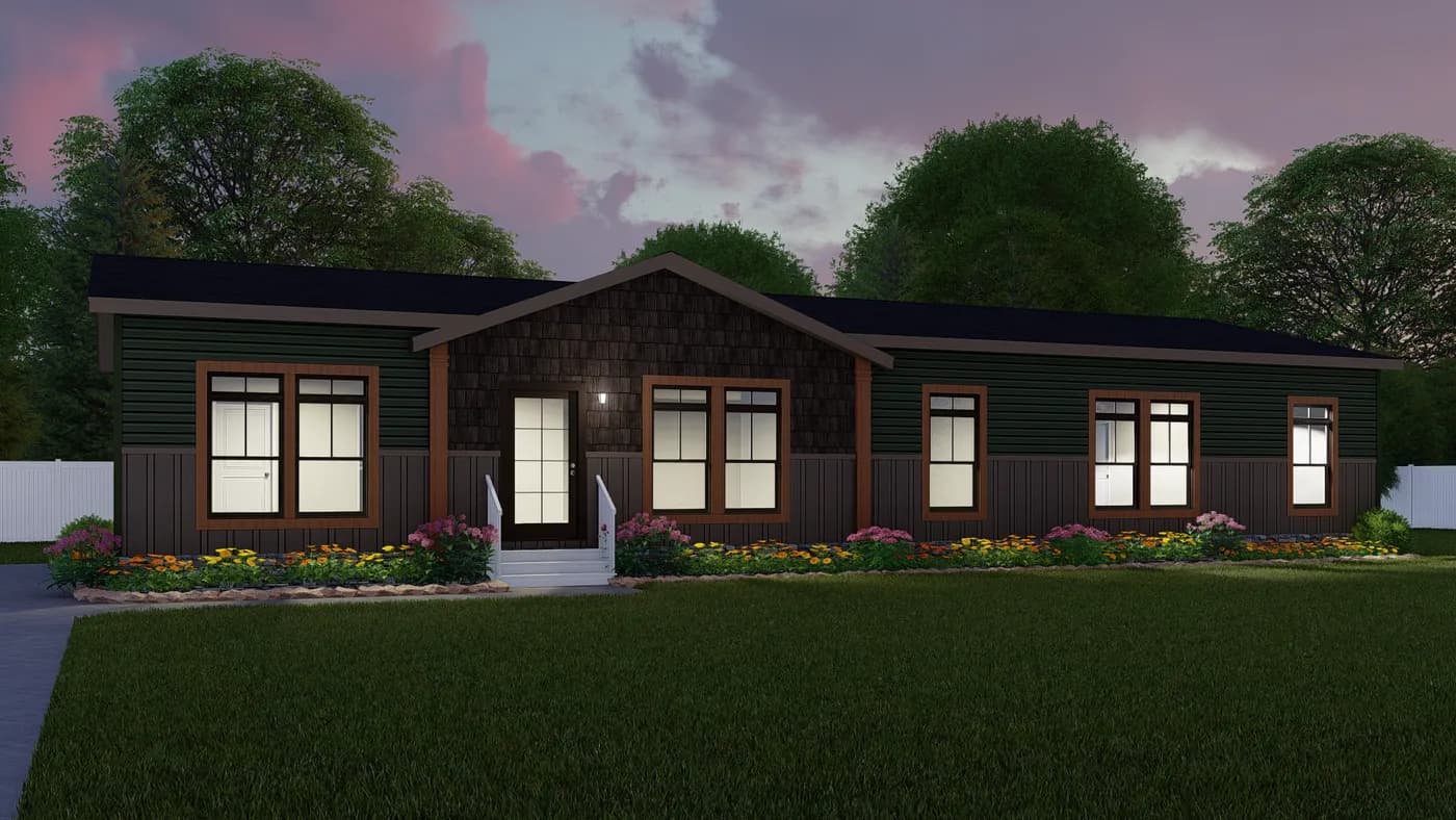 The THE RIVIERA Exterior. This Manufactured Mobile Home features 4 bedrooms and 2 baths.