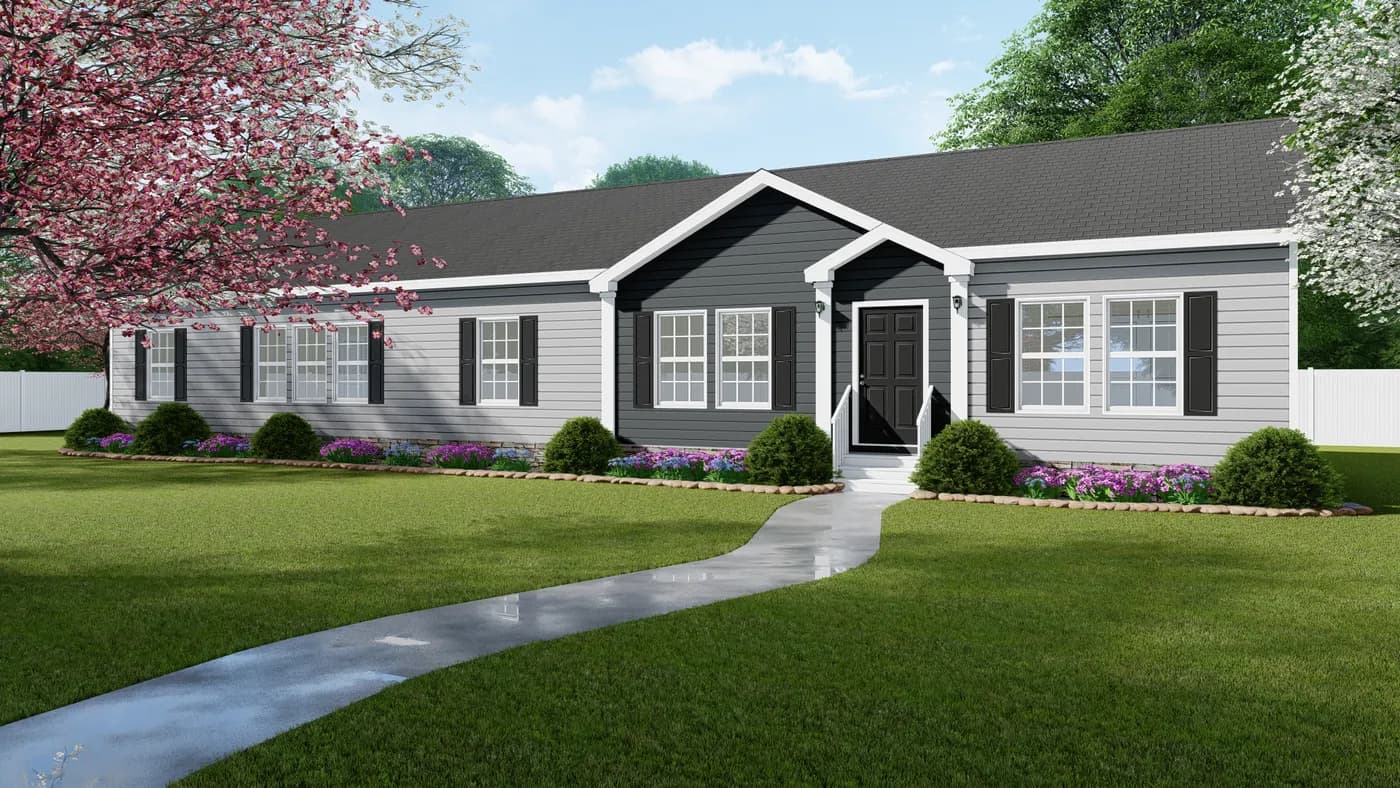 The 1454 CAROLINA Exterior. This Manufactured Mobile Home features 4 bedrooms and 2 baths.