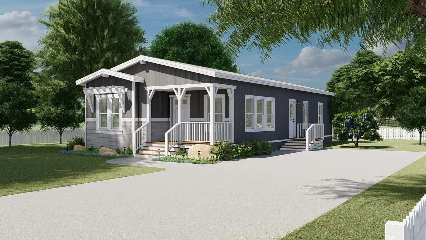 The CORONADO 2452B Trellis Exterior. This Manufactured Mobile Home features 3 bedrooms and 2 baths.