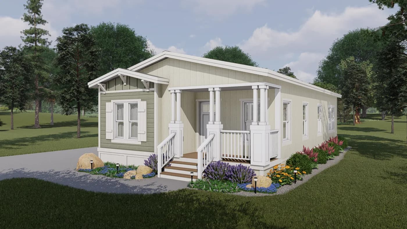 The CORONADO 2458B Craftsman Exterior. This Manufactured Mobile Home features 3 bedrooms and 2 baths.