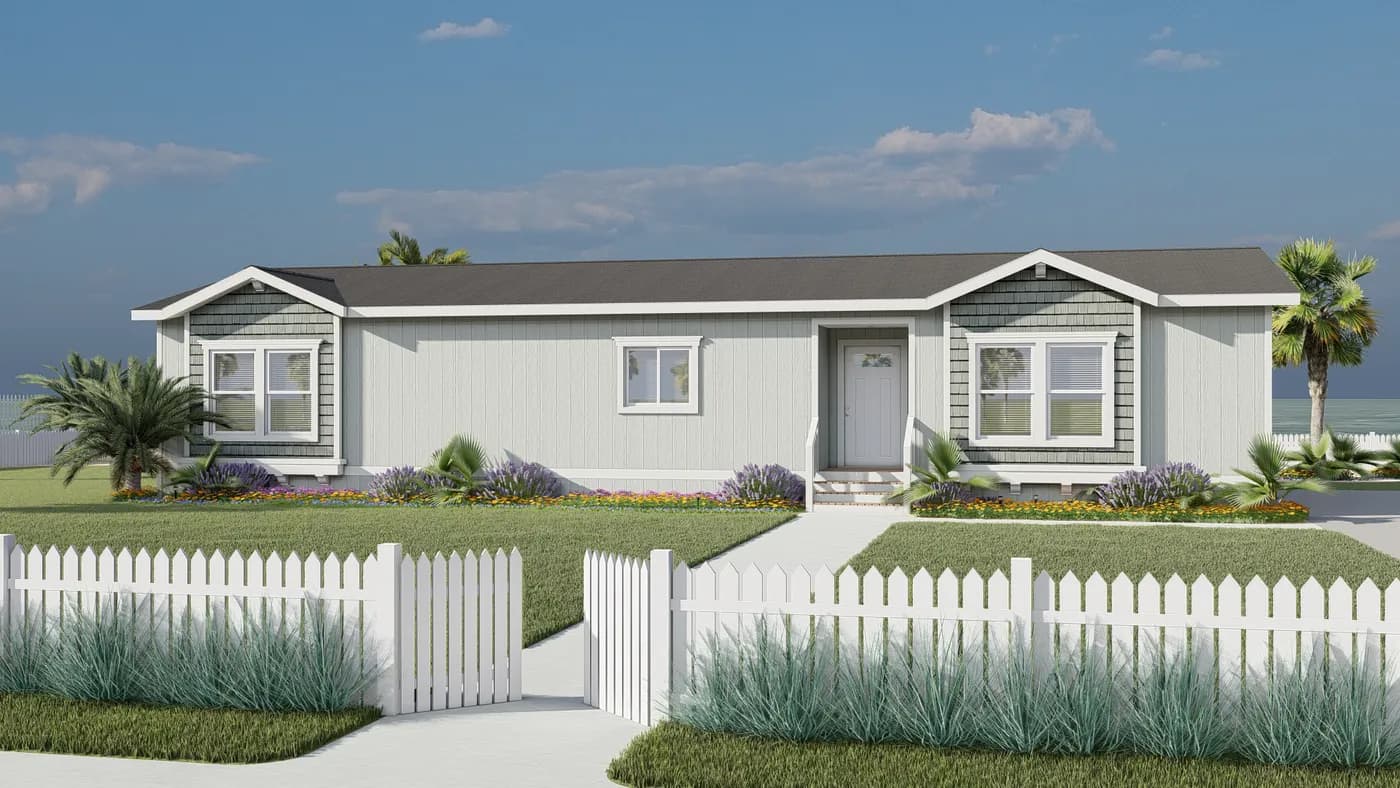 The CORONADO 2462A Coastal Exterior. This Manufactured Mobile Home features 3 bedrooms and 2 baths.