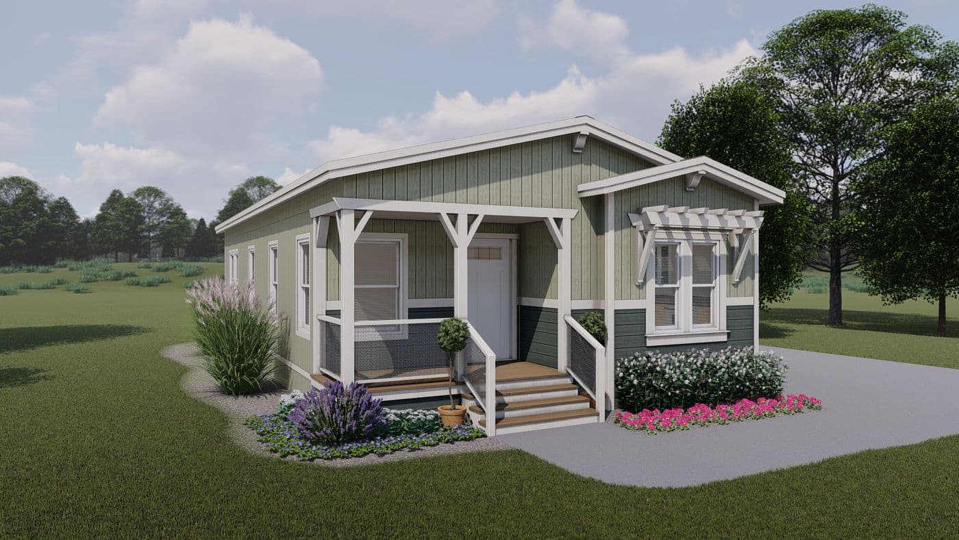 The CORONADO 2446B Trellis Exterior. This Manufactured Mobile Home features 2 bedrooms and 2 baths.