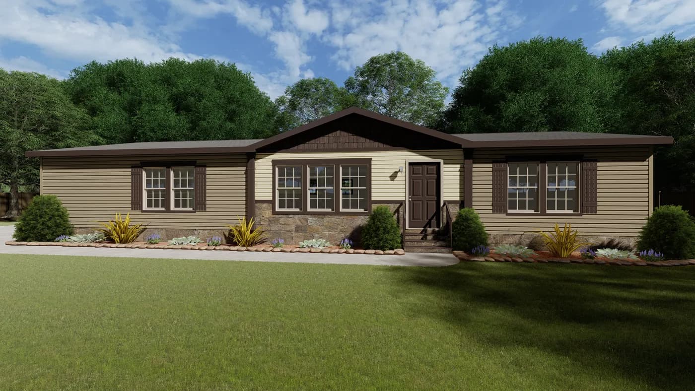The VERSAILLES Exterior. This Manufactured Mobile Home features 3 bedrooms and 2 baths.