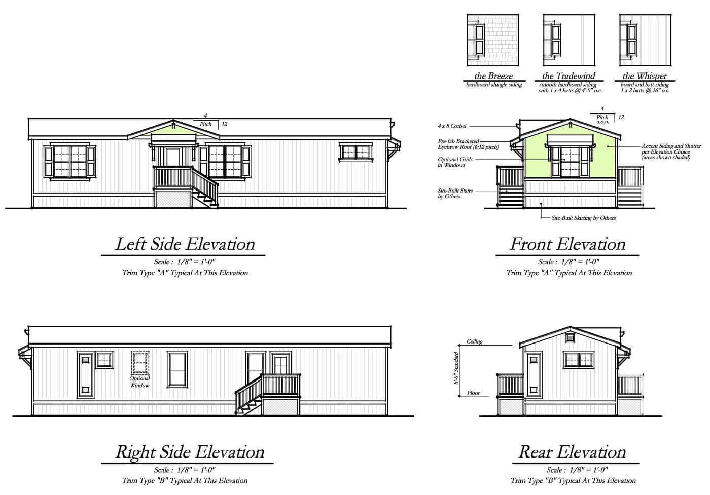 The ECO 1556-A Exterior. This Manufactured Mobile Home features 2 bedrooms and 2 baths.