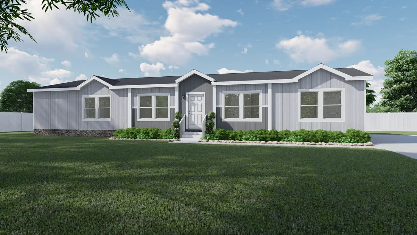 The K3068C Exterior. This Manufactured Mobile Home features 3 bedrooms and 2 baths.