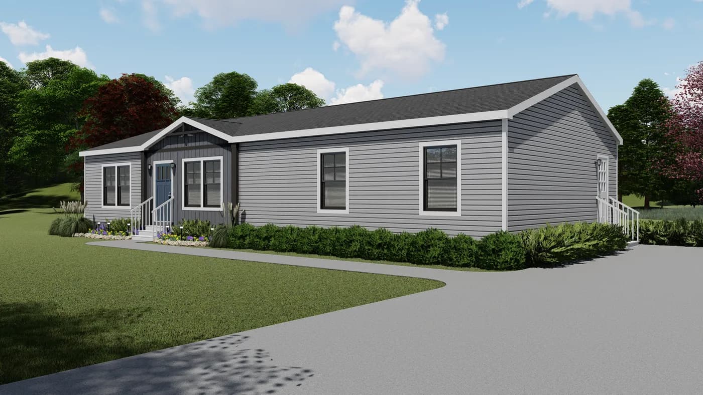 The FARMHOUSE 3 Exterior. This Manufactured Mobile Home features 3 bedrooms and 2 baths.
