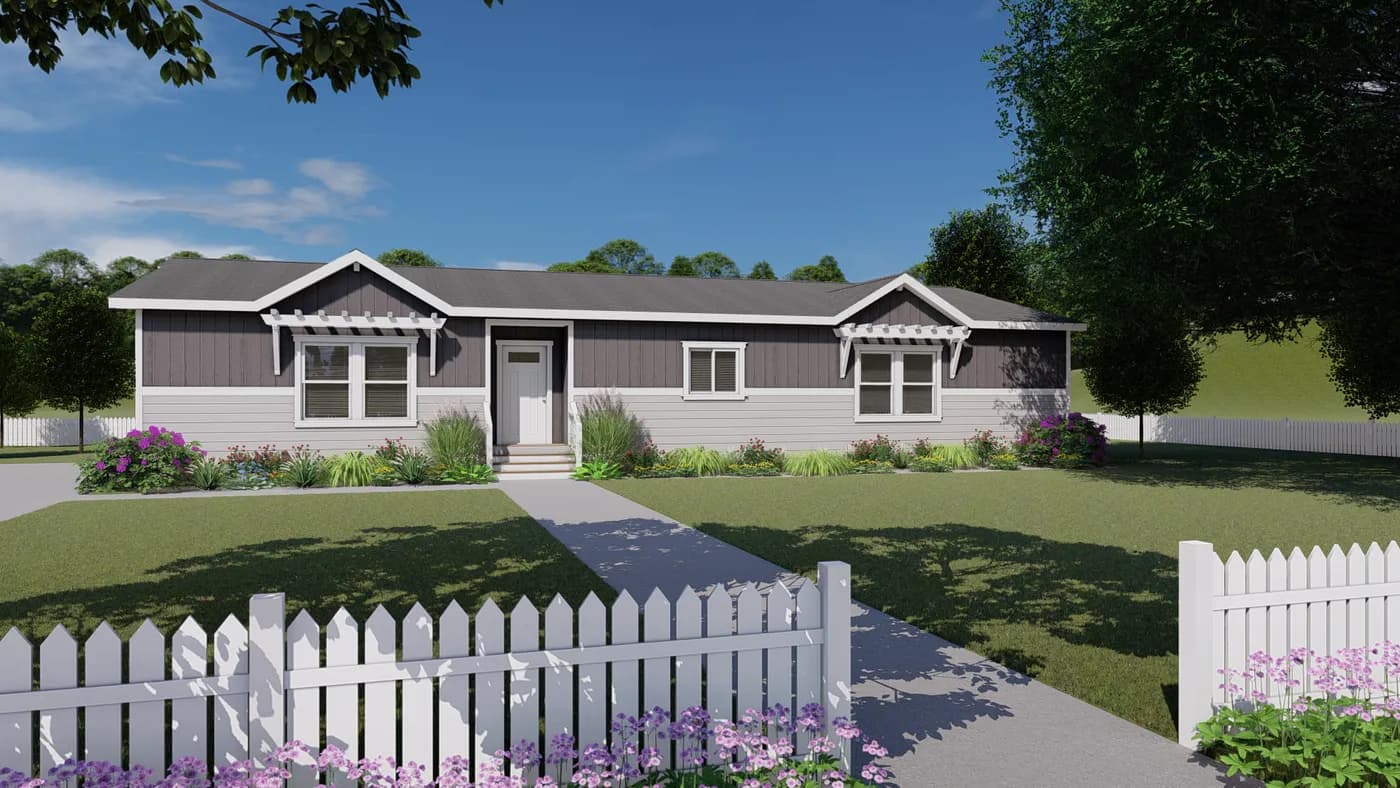 The CORONADO 3766A Trellis Exterior. This Manufactured Mobile Home features 3 bedrooms and 2.5 baths.