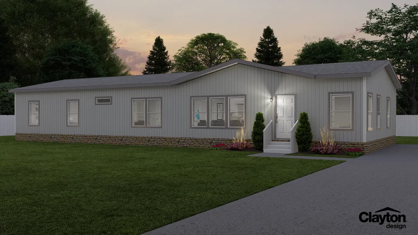 The K3076A Exterior. This Manufactured Mobile Home features 4 bedrooms and 2 baths.