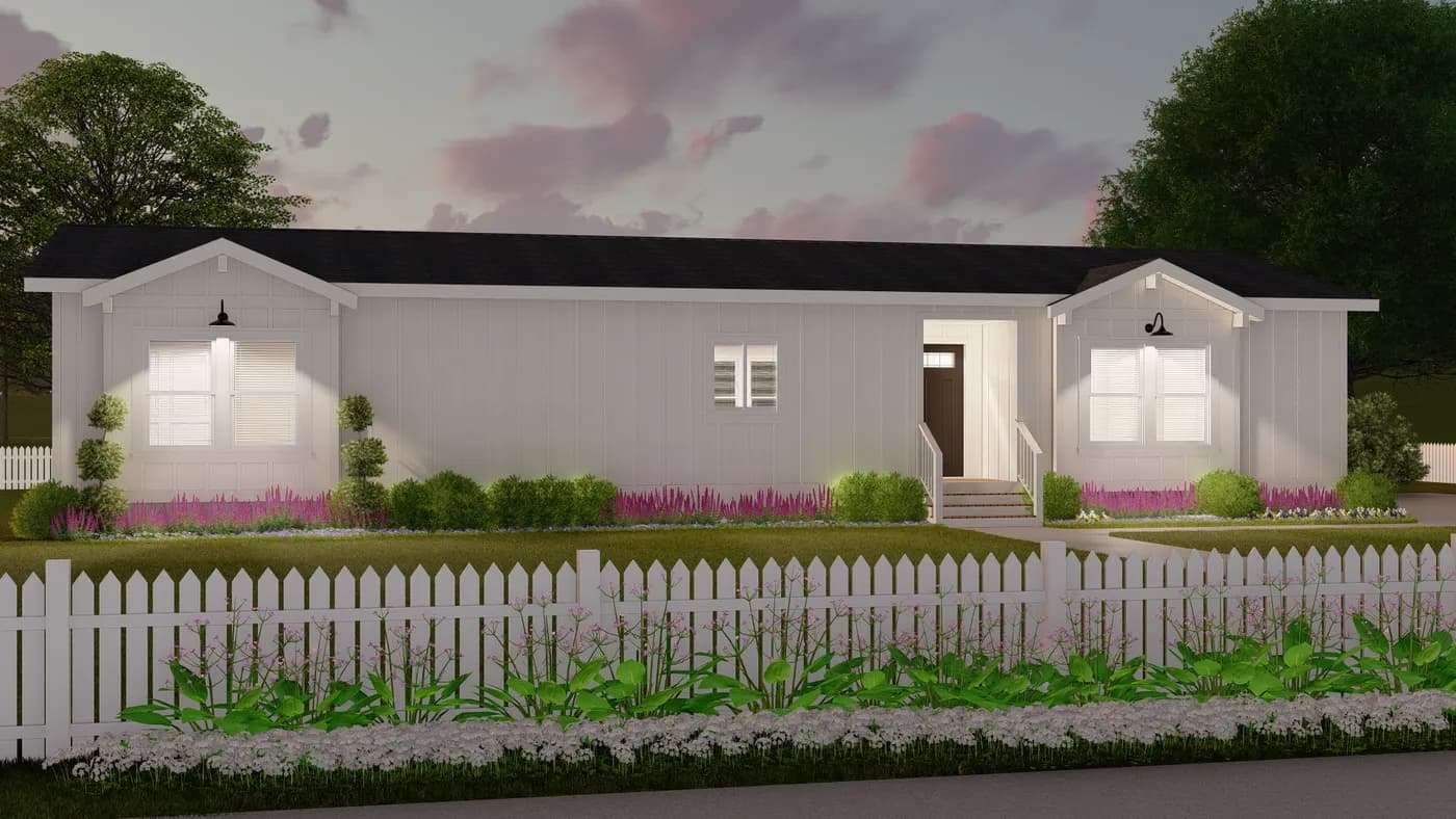 The CORONADO 2462A Farmhouse Exterior. This Manufactured Mobile Home features 3 bedrooms and 2 baths.