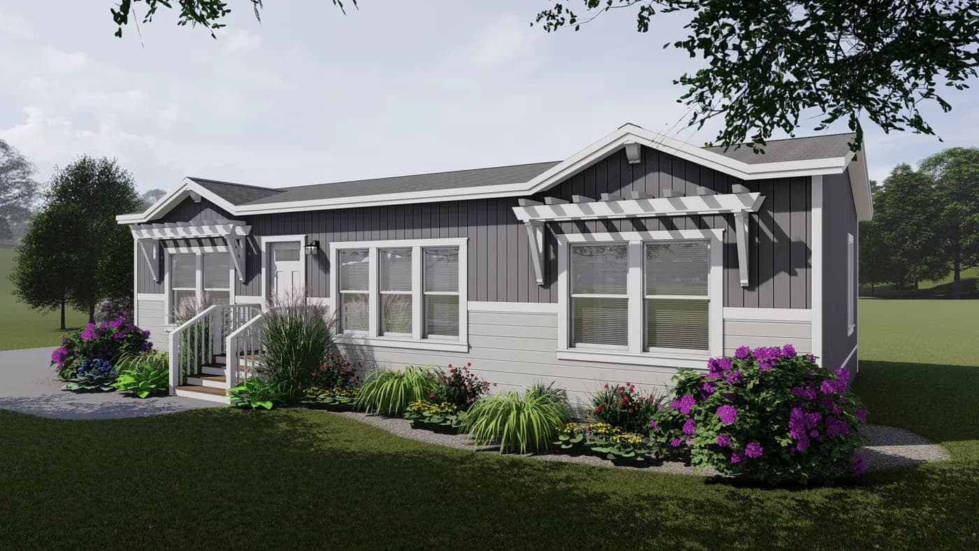 The CORONADO 2446A Trellis Exterior. This Manufactured Mobile Home features 3 bedrooms and 2 baths.