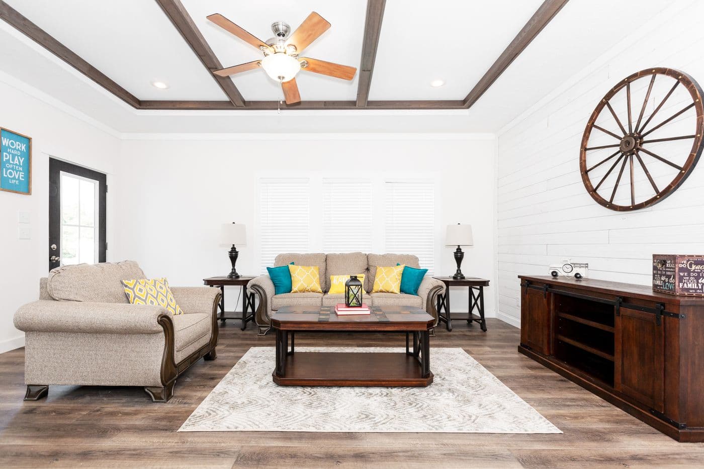 The 3442 CAROLINA SOUTHERN COMFORT Living Room. This Modular Home features 3 bedrooms and 2 baths.