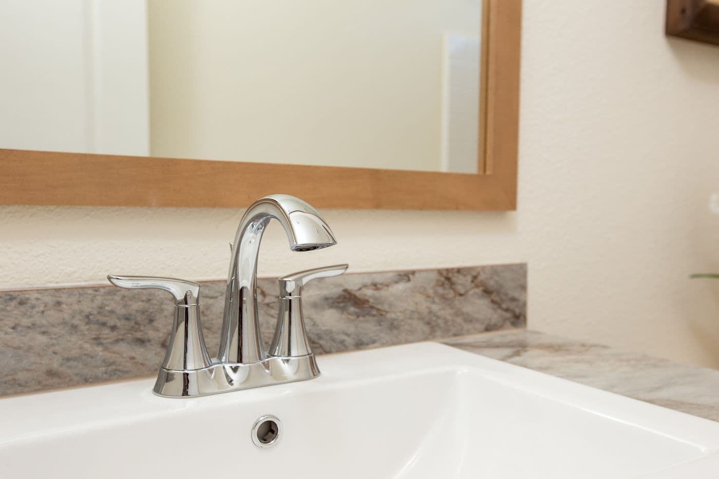 The CORONADO 3766A Primary Bathroom. This Manufactured Mobile Home features 3 bedrooms and 2.5 baths.