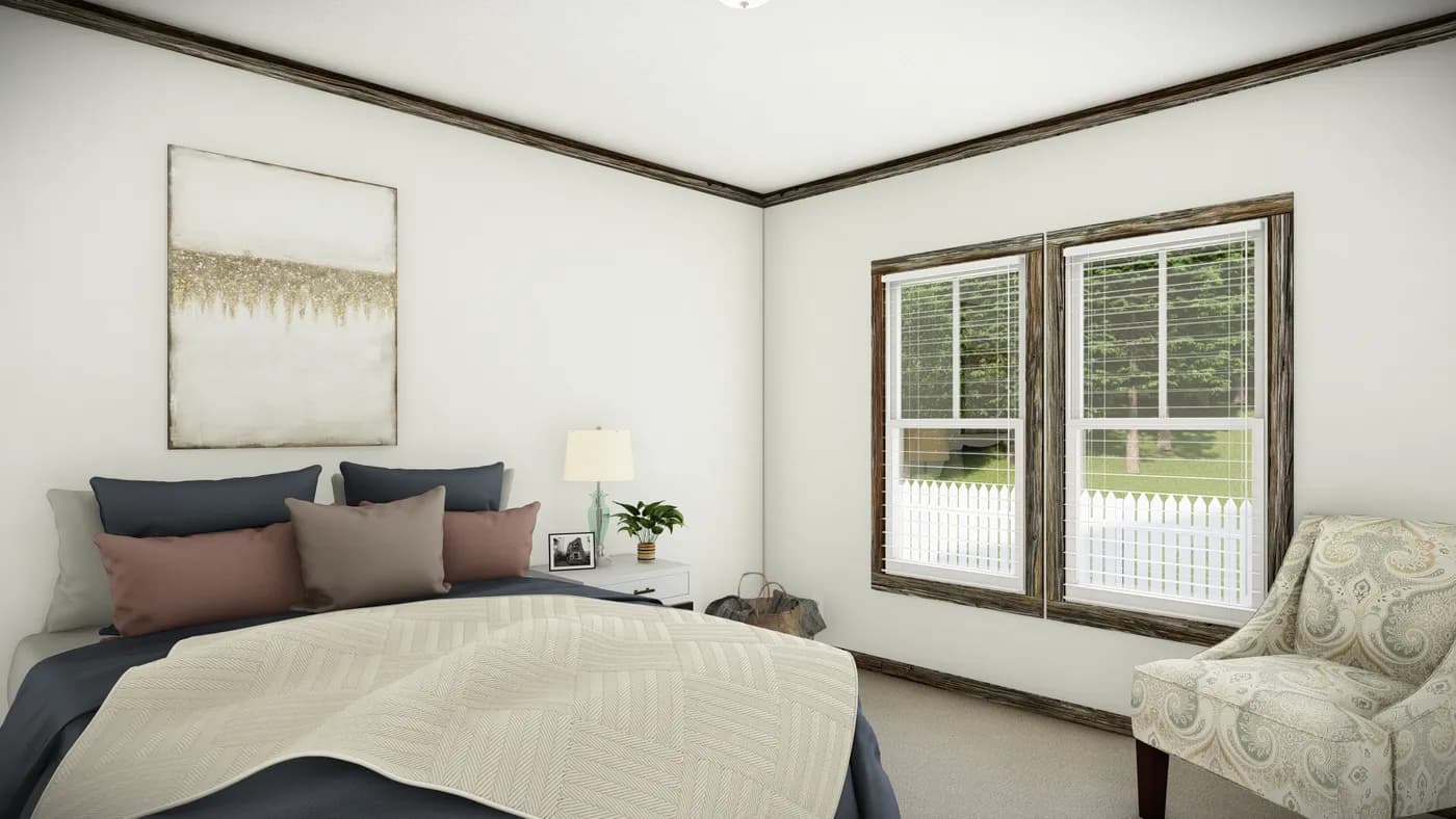 The THE SUMNER Bedroom. This Manufactured Mobile Home features 3 bedrooms and 2 baths.