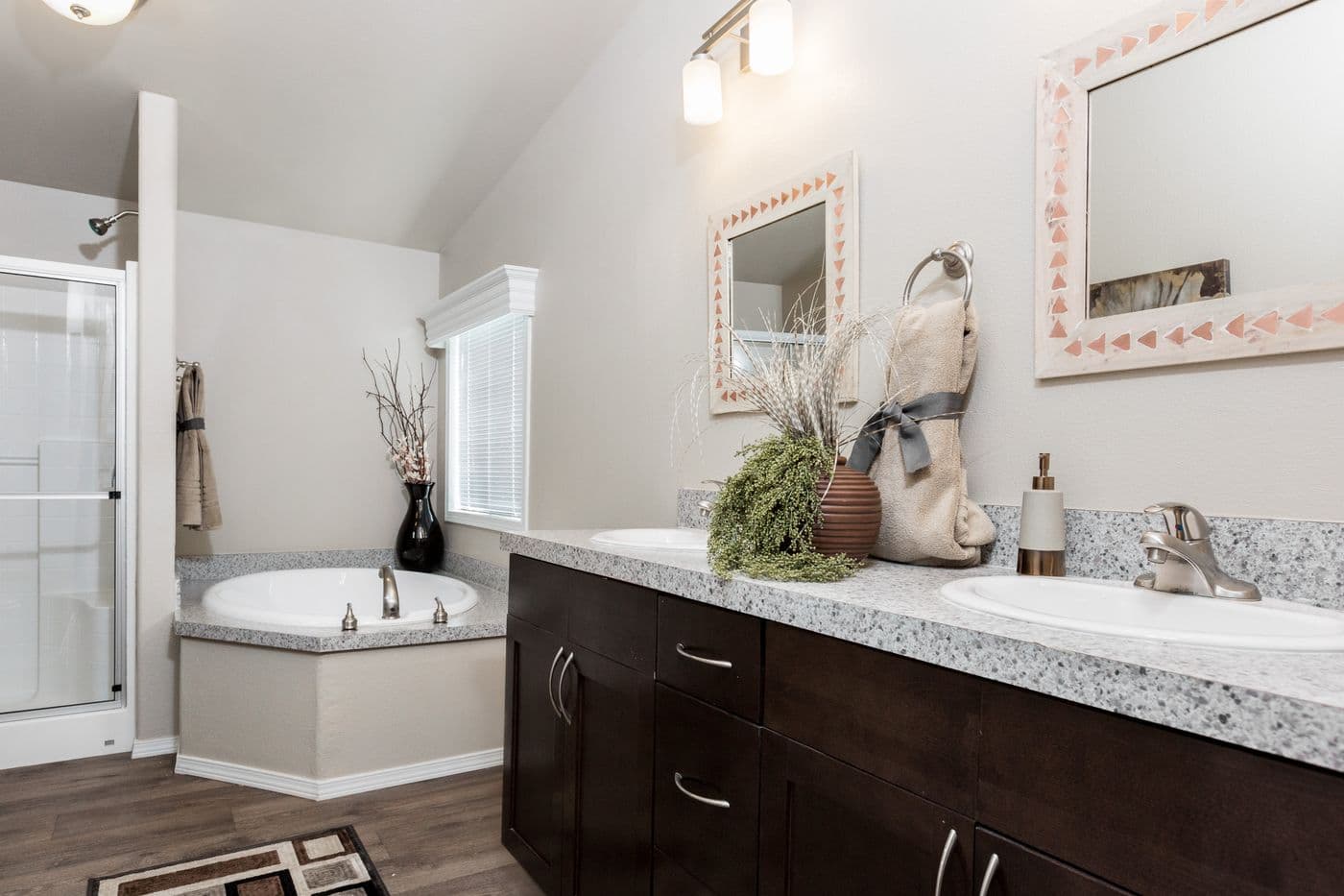 The K2744A Primary Bathroom. This Manufactured Mobile Home features 3 bedrooms and 2 baths.