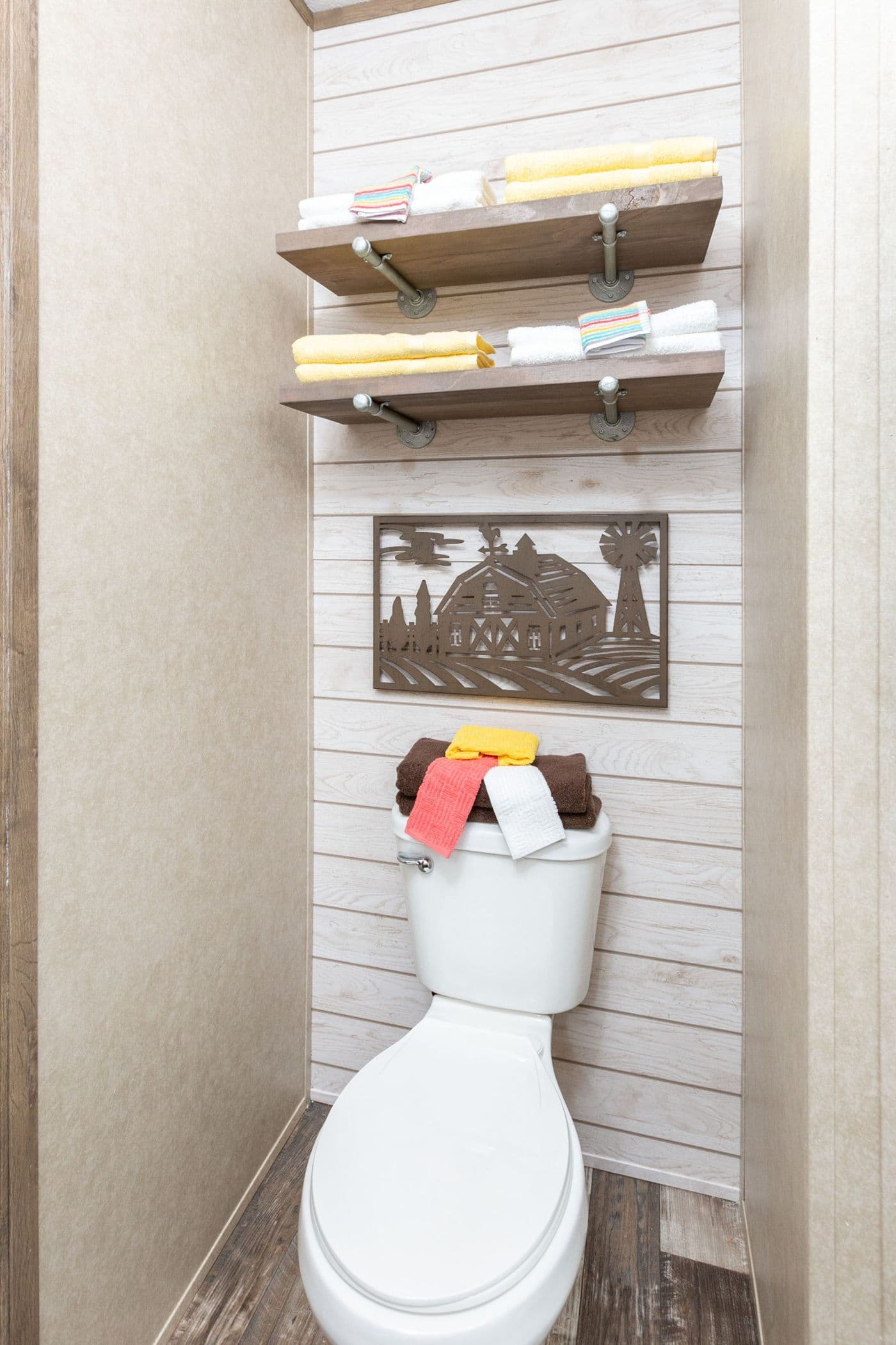 The THE RANCH HOUSE Primary Bathroom. This Manufactured Mobile Home features 3 bedrooms and 2 baths.
