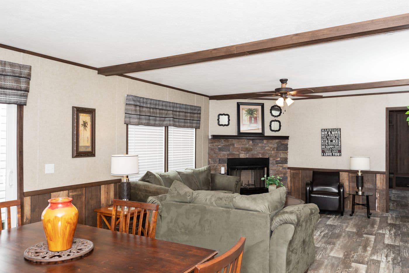 The THE RIVERWAY Living Room. This Manufactured Mobile Home features 4 bedrooms and 2 baths.