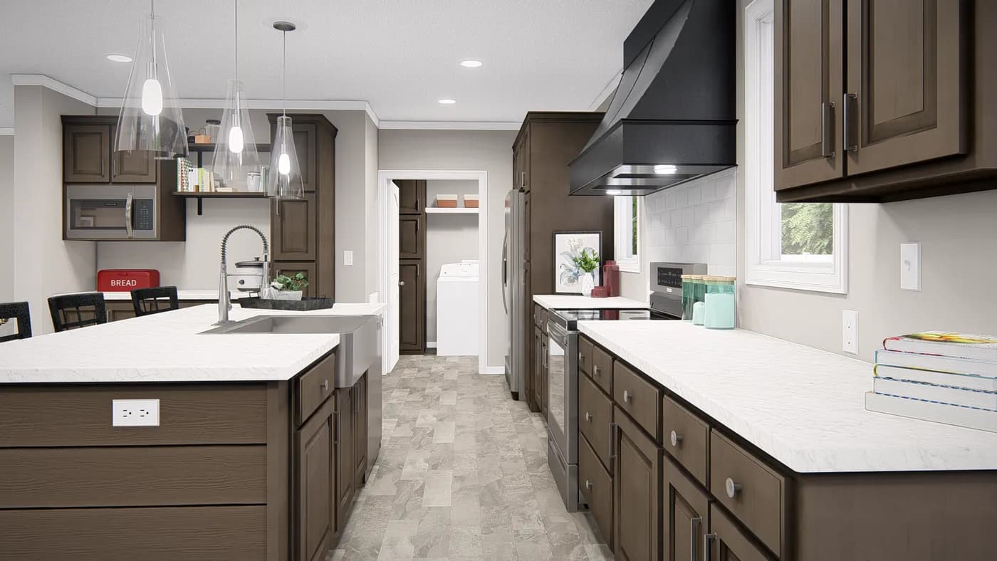 The THE RIVIERA Kitchen. This Manufactured Mobile Home features 4 bedrooms and 2 baths.