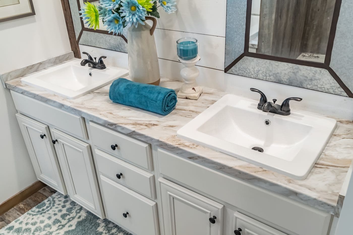 The THE EMMA JEAN Primary Bathroom. This Manufactured Mobile Home features 4 bedrooms and 3 baths.