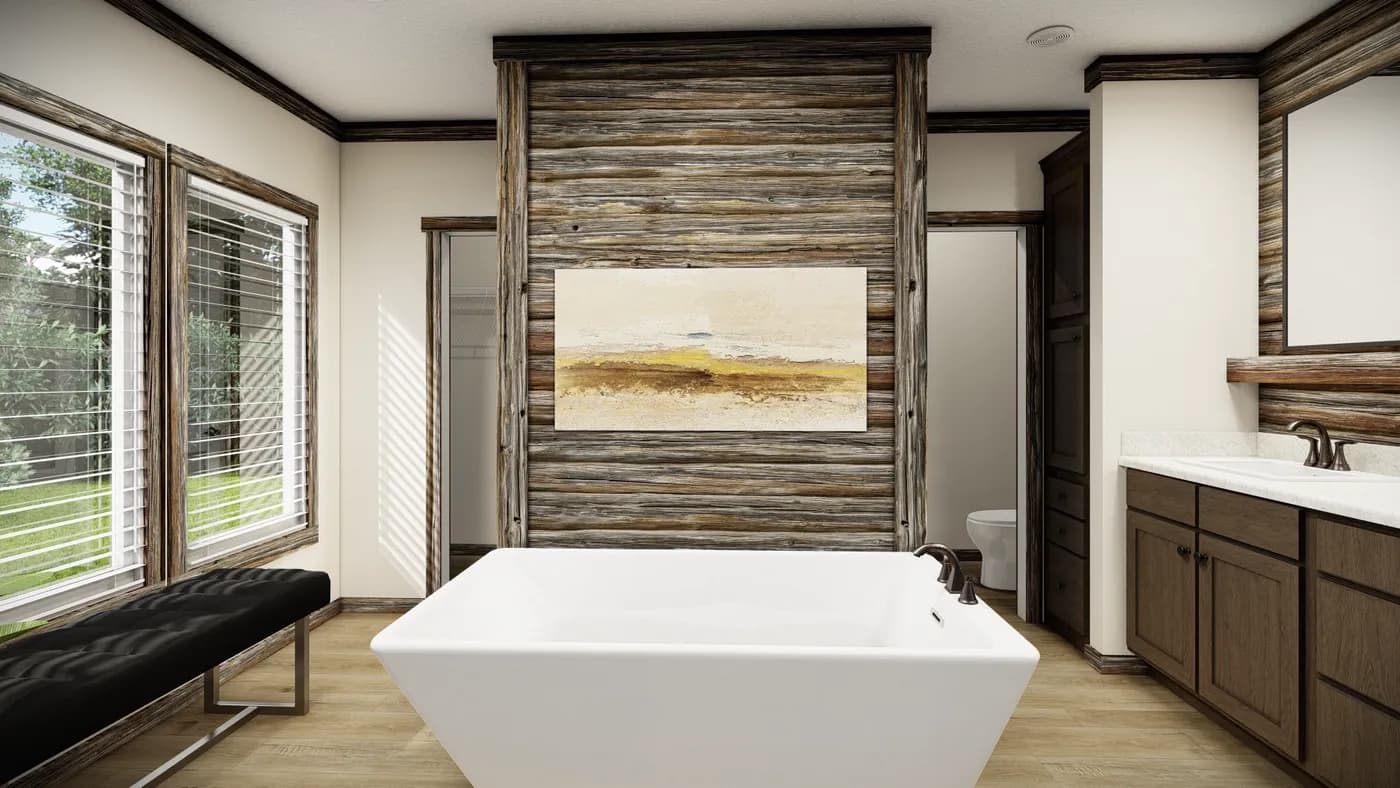 The THE ANDERSON II Primary Bathroom. This Manufactured Mobile Home features 3 bedrooms and 2 baths.