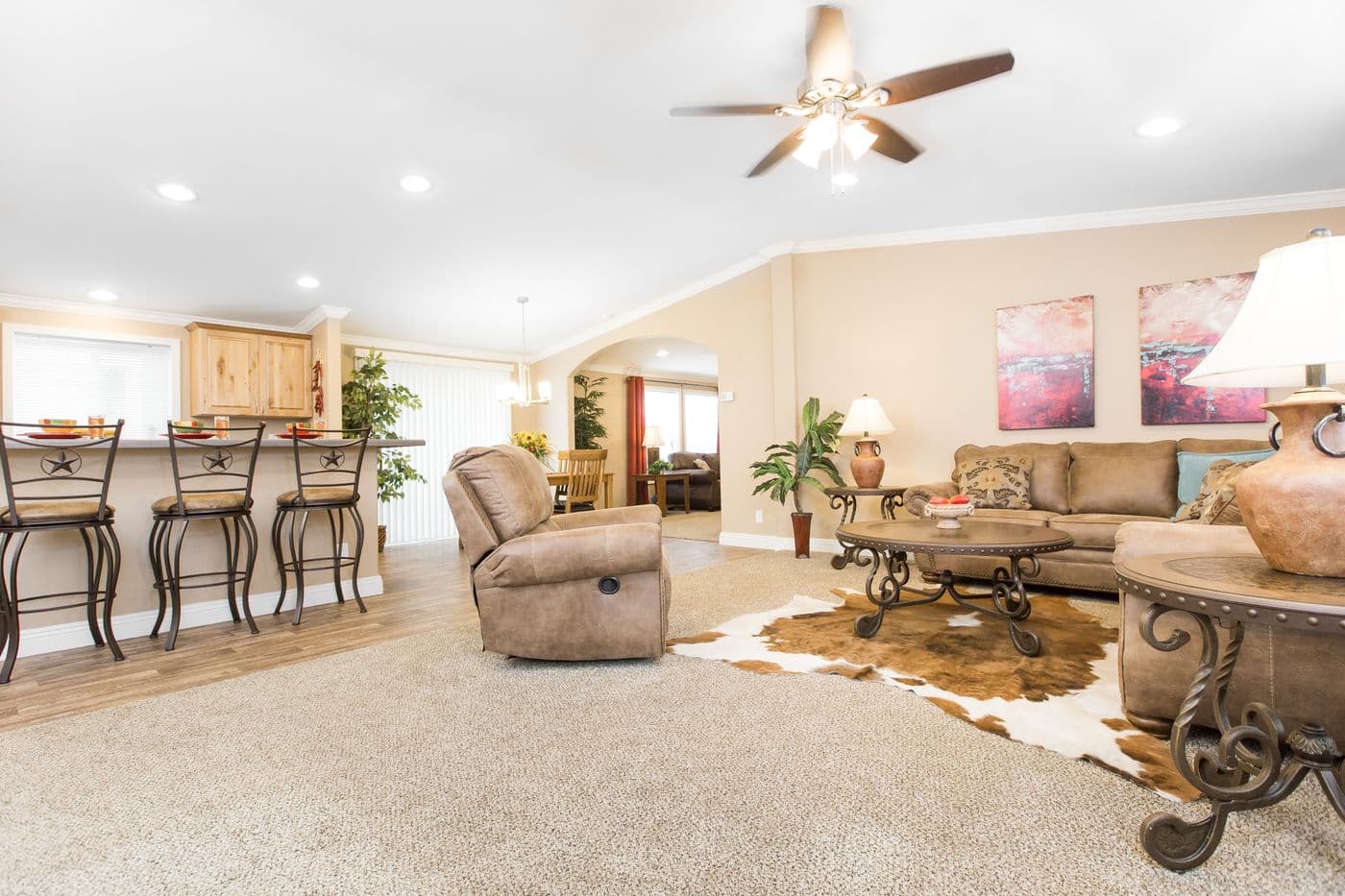 The K2776A Living Room. This Manufactured Mobile Home features 4 bedrooms and 2 baths.