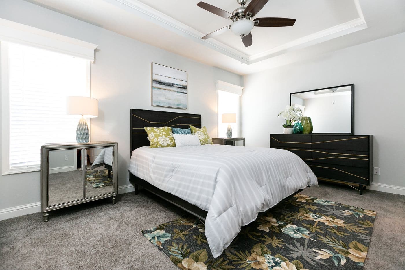 The CORONADO 3766A Primary Bedroom. This Manufactured Mobile Home features 3 bedrooms and 2.5 baths.