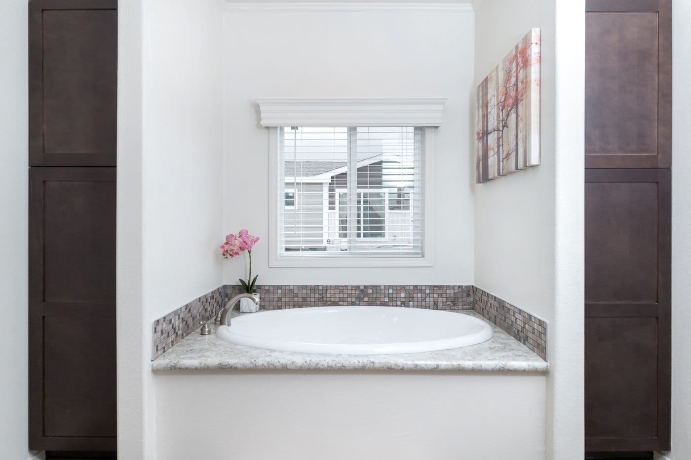 The K3060A Primary Bathroom. This Manufactured Mobile Home features 3 bedrooms and 2 baths.
