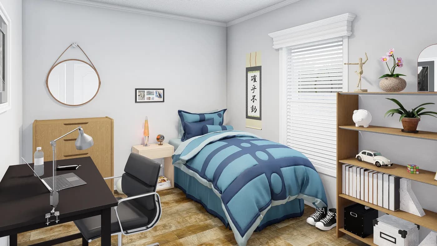 The K1656A Bedroom. This Manufactured Mobile Home features 2 bedrooms and 1 bath.