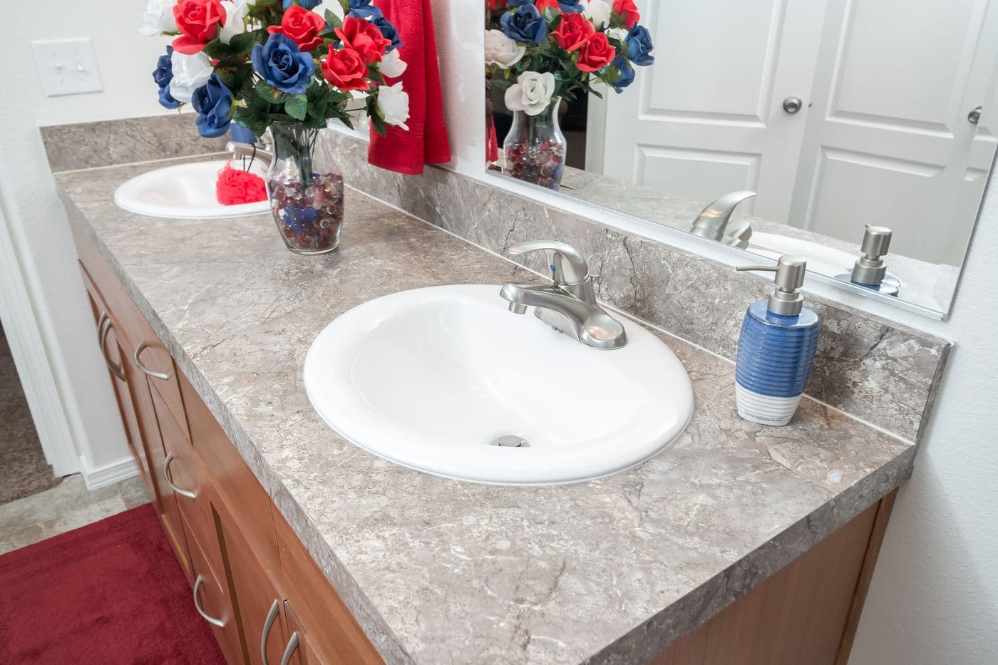 The K2760A Primary Bathroom. This Manufactured Mobile Home features 3 bedrooms and 2 baths.