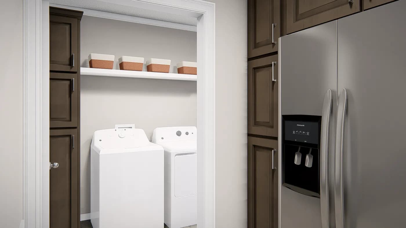 The THE RIVIERA Utility Room. This Manufactured Mobile Home features 4 bedrooms and 2 baths.