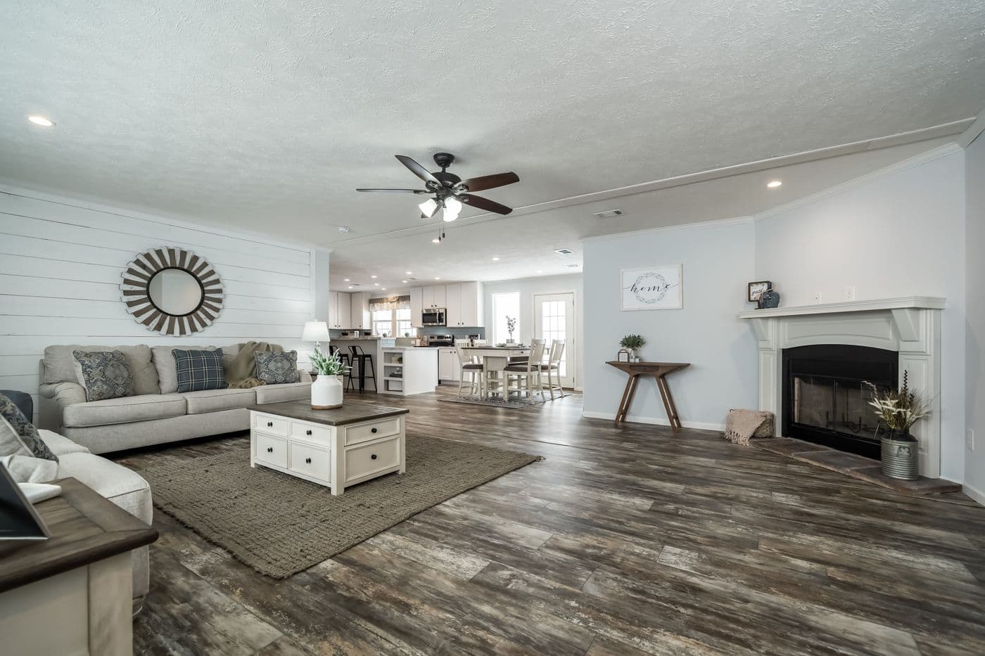 The THE LEAHY Living Room. This Manufactured Mobile Home features 4 bedrooms and 2 baths.