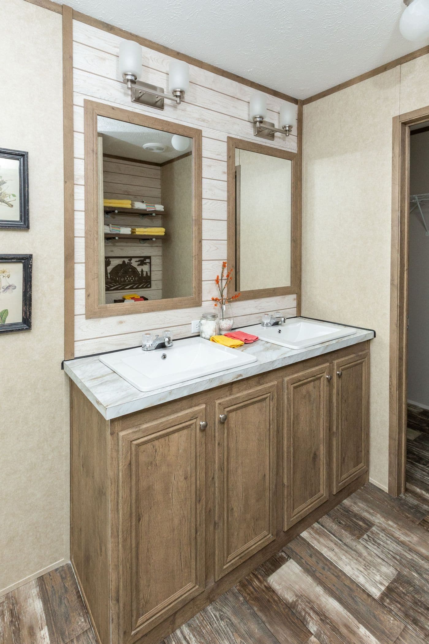 The THE RANCH HOUSE Primary Bathroom. This Manufactured Mobile Home features 3 bedrooms and 2 baths.