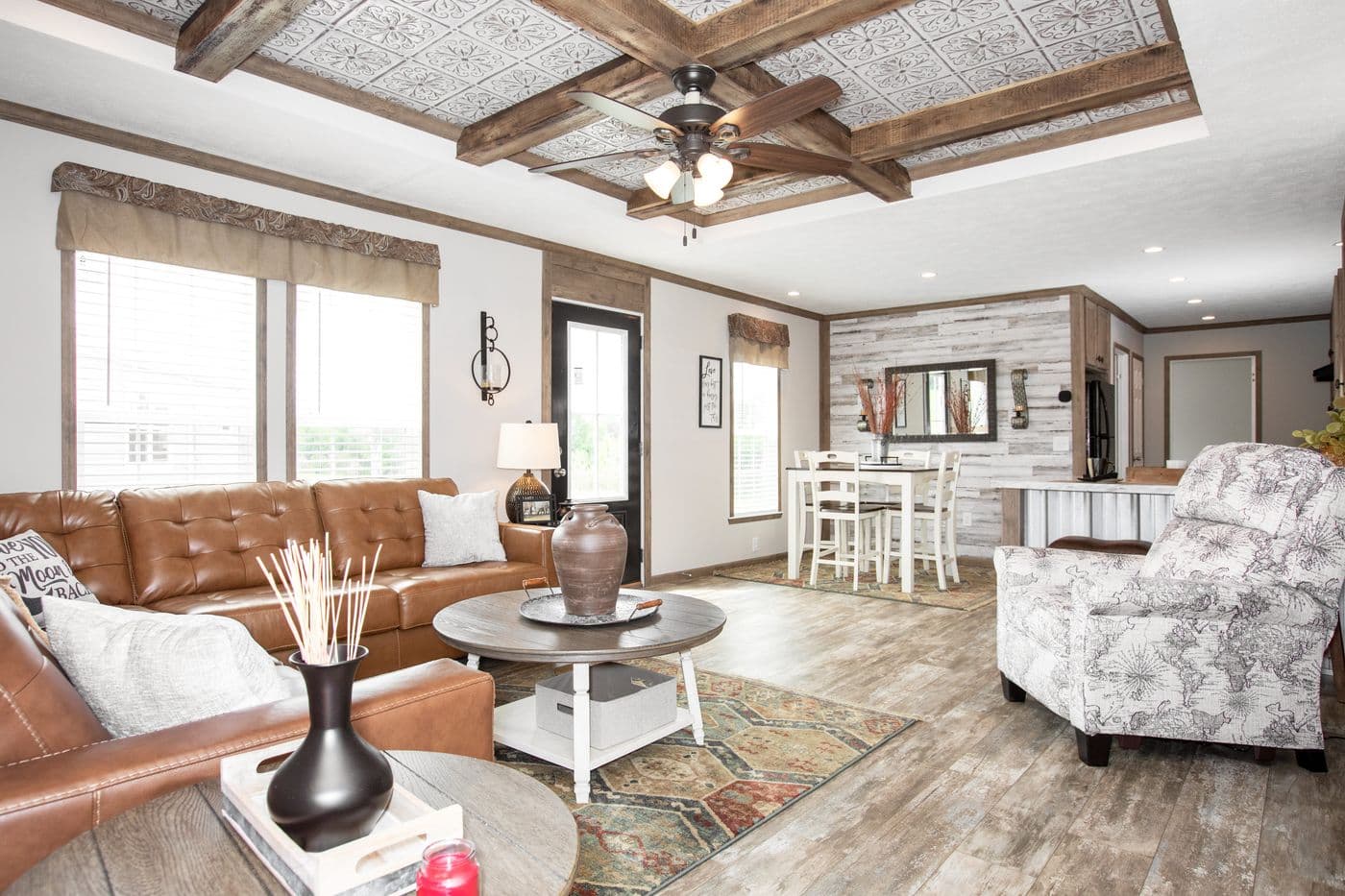 The THE MARION Living Room. This Manufactured Mobile Home features 3 bedrooms and 2 baths.