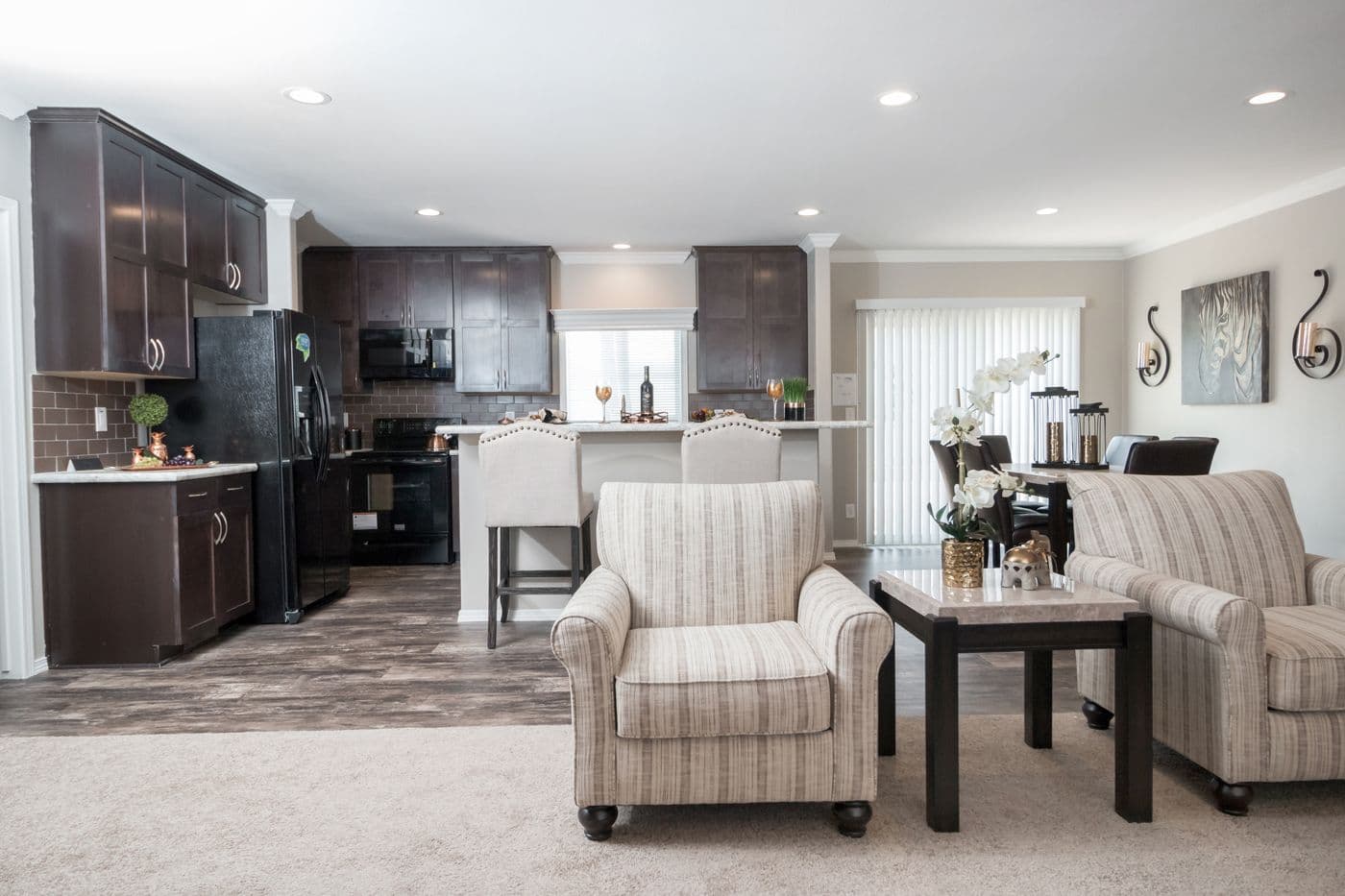 The K3076B Living Room. This Manufactured Mobile Home features 4 bedrooms and 2 baths.