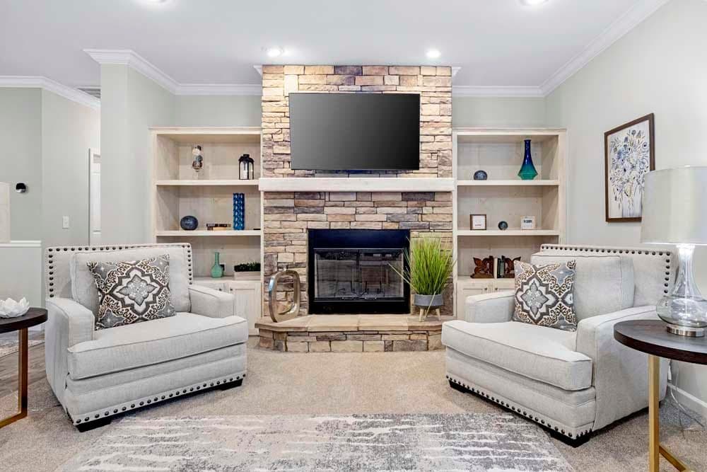 The THE TILLEY Living Room. This Manufactured Mobile Home features 3 bedrooms and 2 baths.