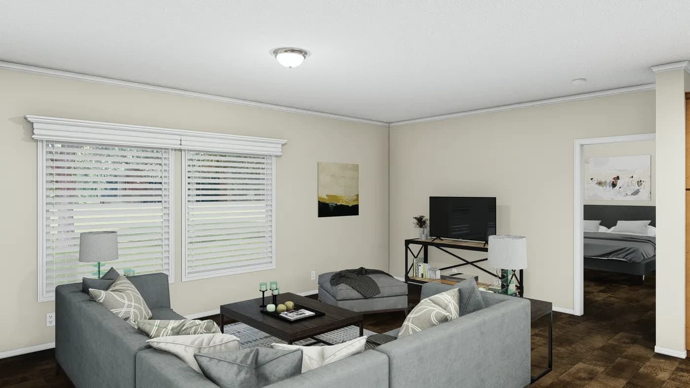 The K2760B Living Room. This Manufactured Mobile Home features 4 bedrooms and 2 baths.