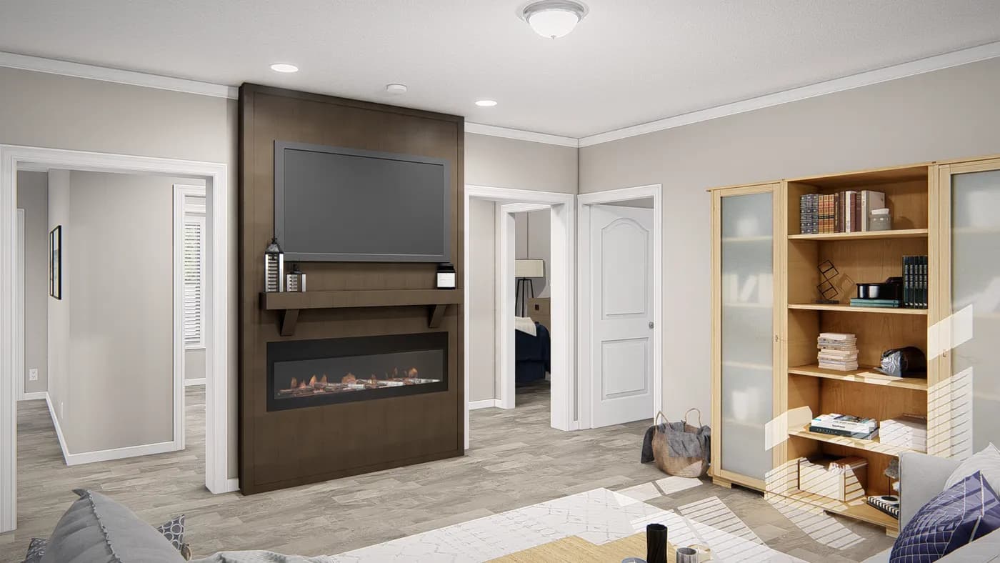 The THE RIVIERA Family Room. This Manufactured Mobile Home features 4 bedrooms and 2 baths.