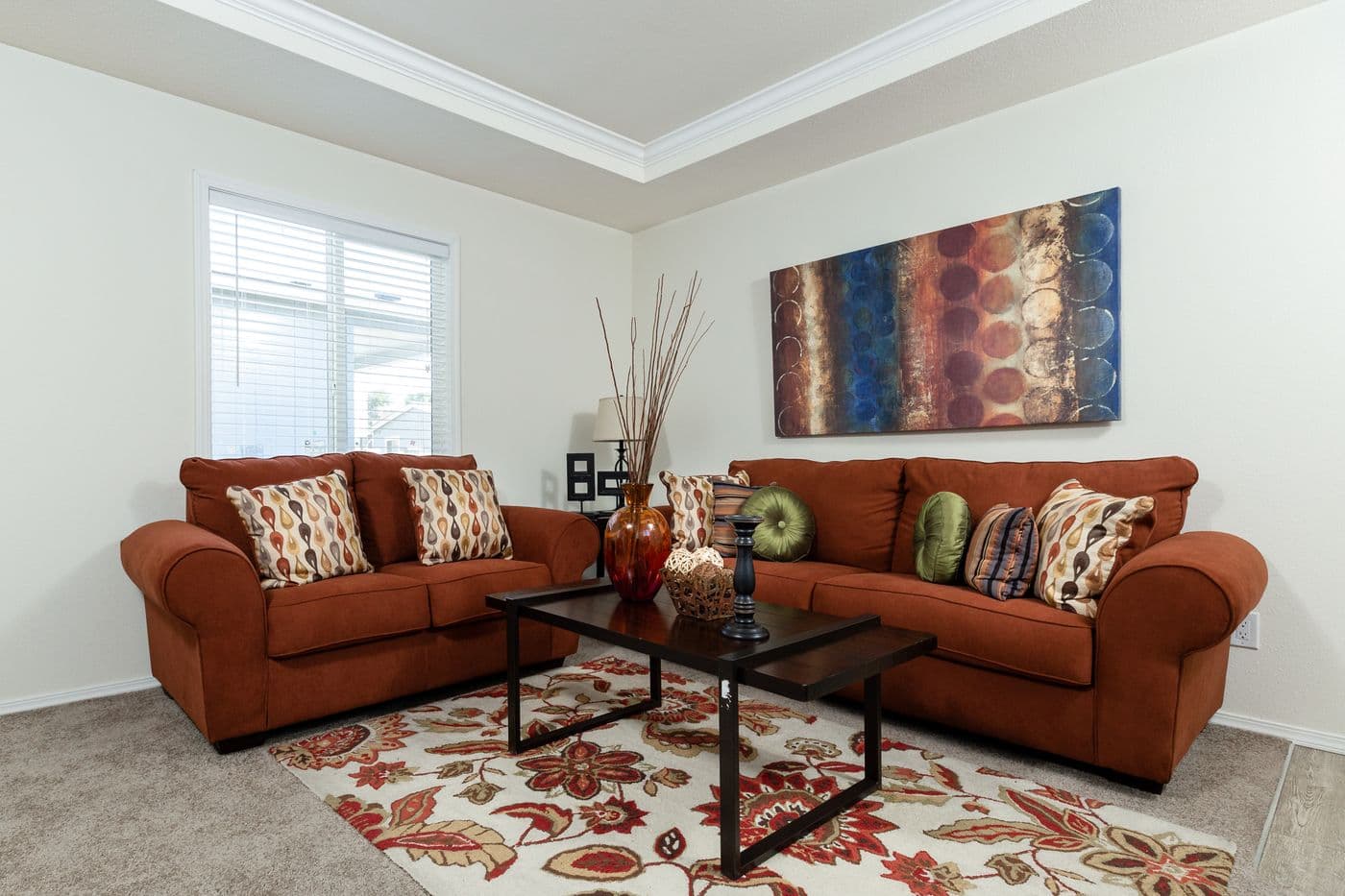 The FAIRPOINT 14602A Living Room. This Manufactured Mobile Home features 2 bedrooms and 2 baths.
