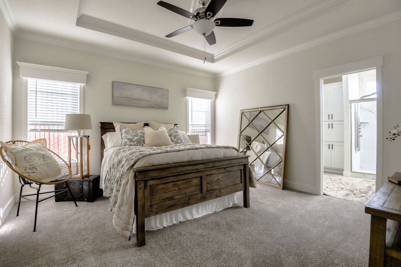 The CORONADO 2458F Primary Bedroom. This Manufactured Mobile Home features 3 bedrooms and 3 baths.