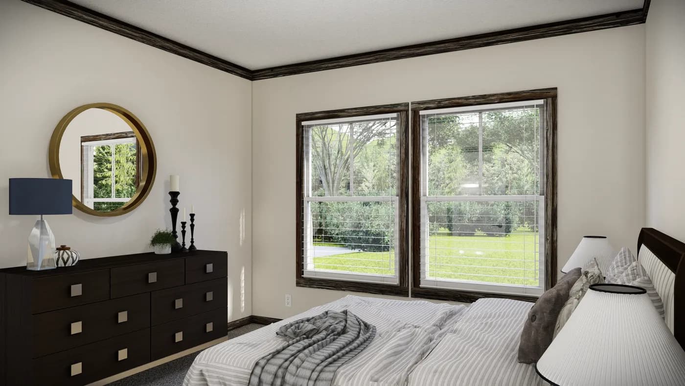 The THE ANDERSON II Bedroom. This Manufactured Mobile Home features 3 bedrooms and 2 baths.