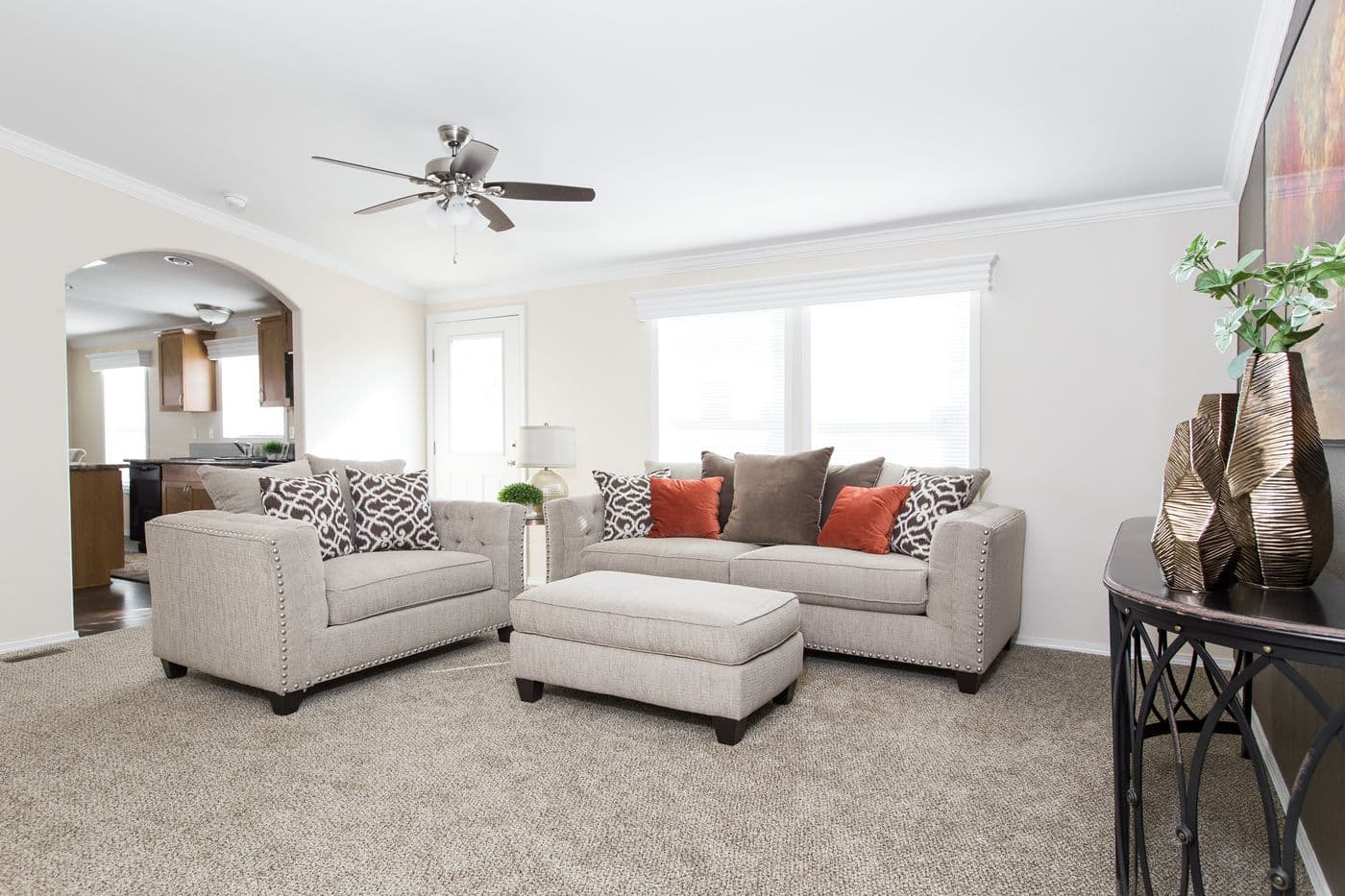 The K2750A Living Room. This Manufactured Mobile Home features 3 bedrooms and 2 baths.