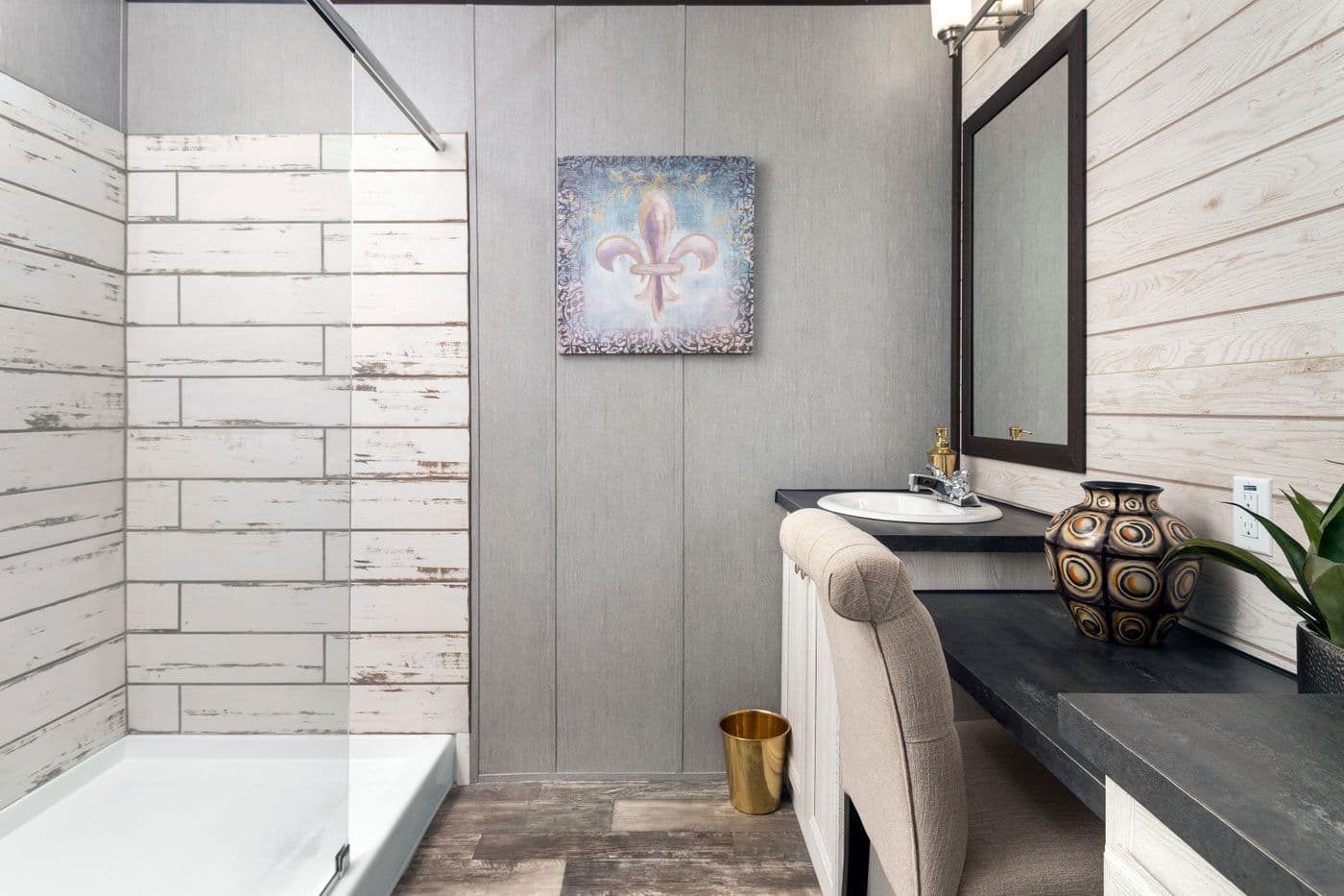 The THE SEASIDE Primary Bathroom. This Manufactured Mobile Home features 3 bedrooms and 2 baths.