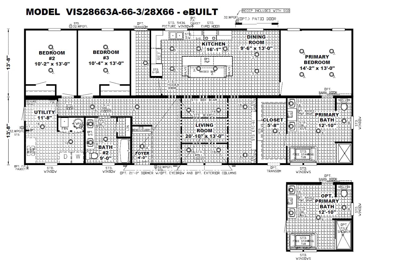 The THE SHORELINE floor plan. This Manufactured Mobile Home features 3 bedrooms and 2 baths.