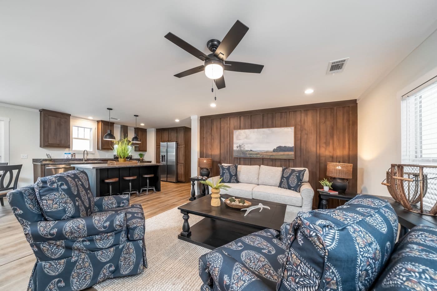 The LEAN ON ME Exterior. This Manufactured Mobile Home features 3 bedrooms and 2 baths.