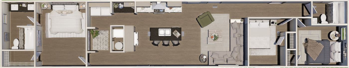 The SYDNEY Exterior. This Manufactured Mobile Home features 3 bedrooms and 2 baths.