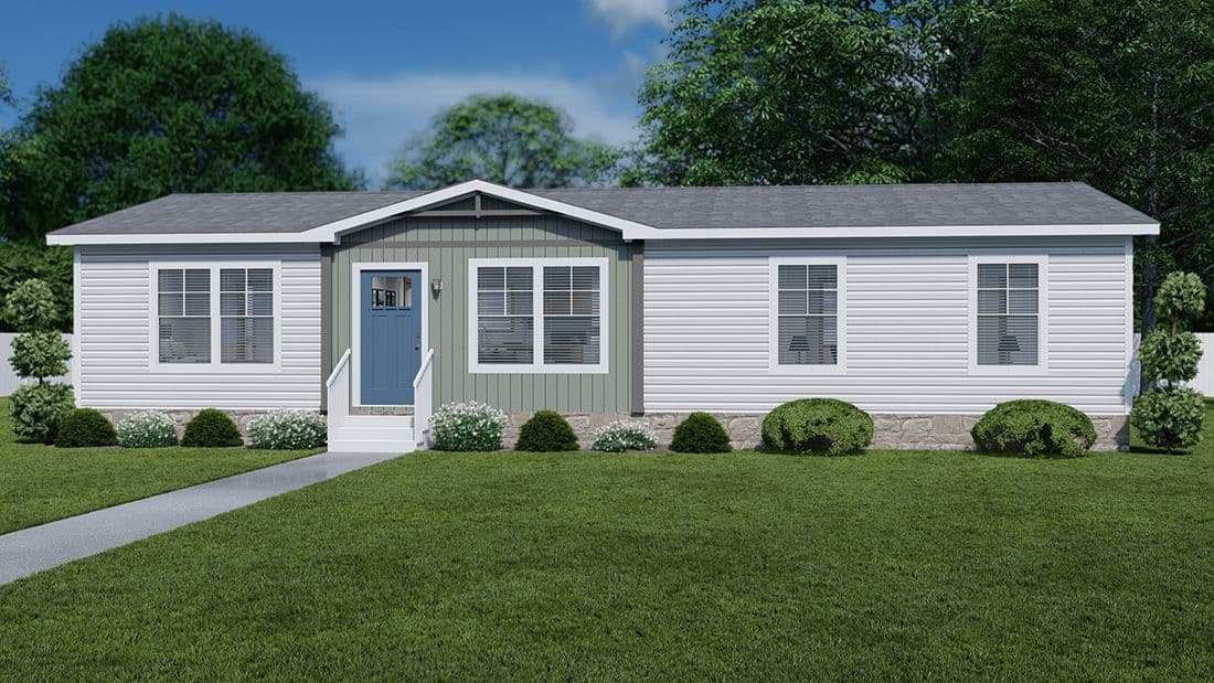 The WILDER Exterior. This Manufactured Mobile Home features 3 bedrooms and 2 baths.