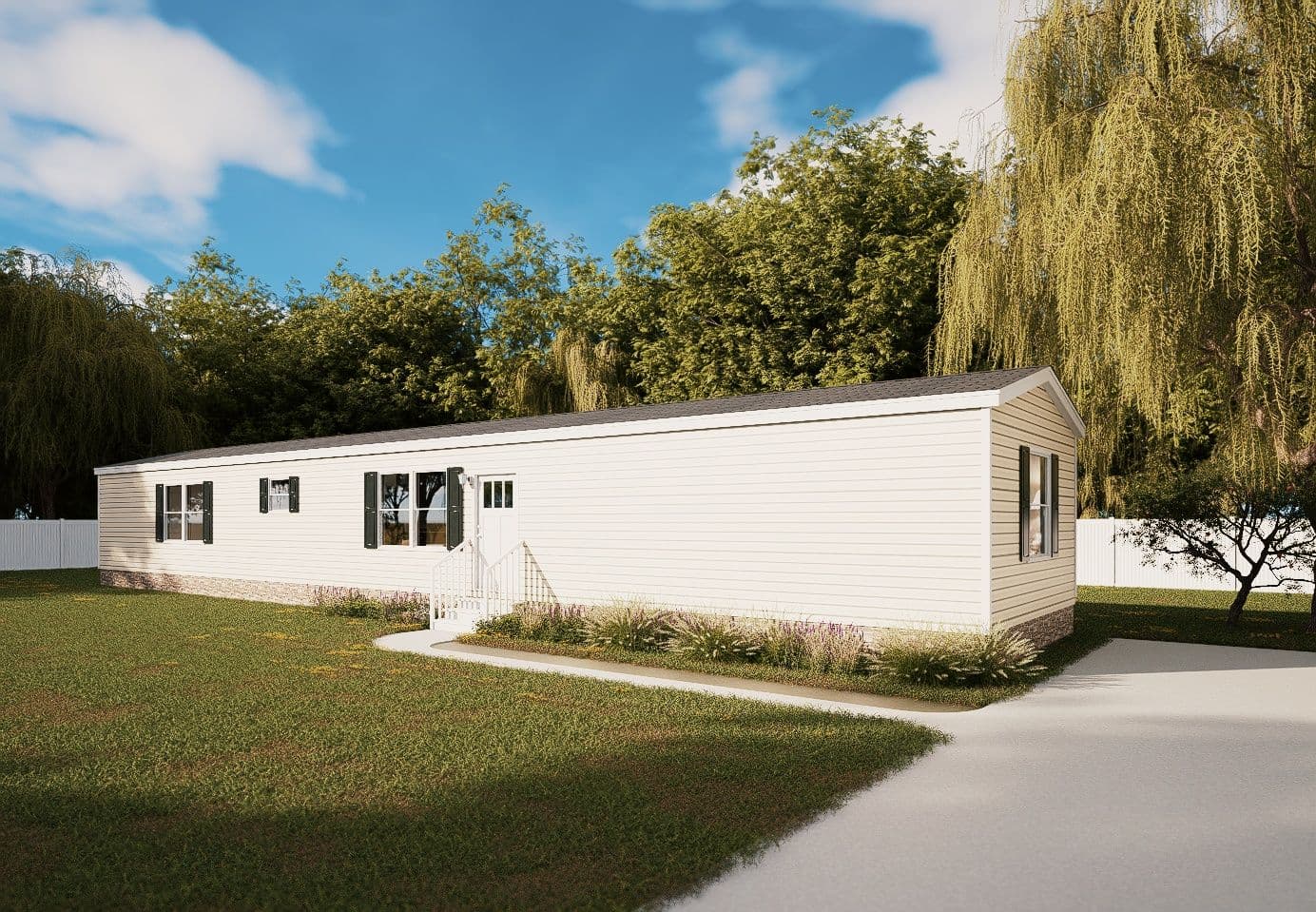 The ULTRA FLEX ANNIVERSARY PLUS Exterior. This Manufactured Mobile Home features 3 bedrooms and 2 baths.