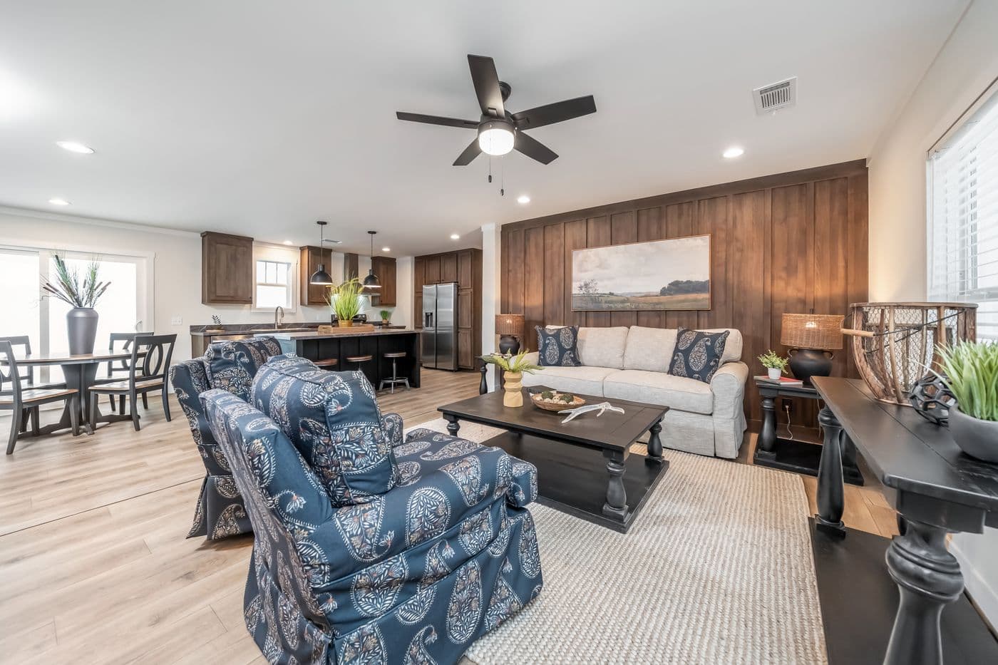 The LEAN ON ME Exterior. This Manufactured Mobile Home features 3 bedrooms and 2 baths.